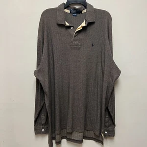 De Colección Polo Ralph Lauren Polo Para Hombres XLarge Tostado Espiga Manga Larga Preppy - Imagen 1 de 5