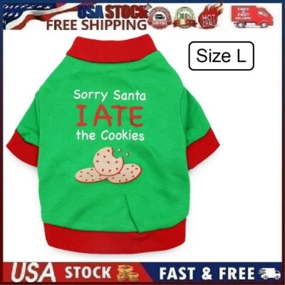 Dog Christmas Shirt Dog Pet Holiday Costume Sorry Santa I ATE The Cookies Large - Image 1 of 4