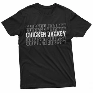 Funny Chicken Jockey Stacked Repeat Font Fun Gag Meme Humor T-Shirt - Picture 1 of 5