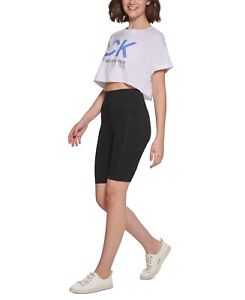 MSRP $40 Calvin Klein Performance Womens Cropped Logo T-Shirt White Size XL