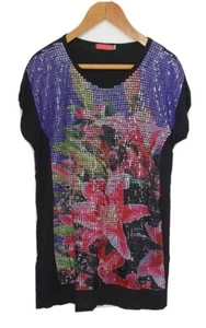 SALE ❀ڿڰۣ❀ BUTLER & WILSON Sequin SUMMER LILY FLOWERS T-Shirt TUNIC TOP Size XXL - Picture 1 of 14