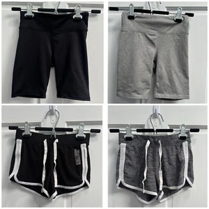 GIRLS Lot Of 4 Active Shorts Gray & Black Size 8 Different Brands Pre Loved - Picture 1 of 13