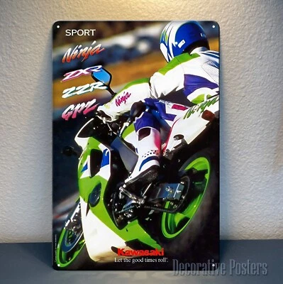 Affiche métal moto kawasaki ninja sport - enseigne de collection - taille : 2... - Photo 1/4