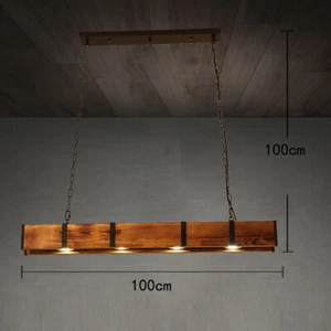 Rustic Wood 4 Lights Chandelier Farmhouse Ceiling Lamp Pendant Hanging Light - Picture 1 of 14