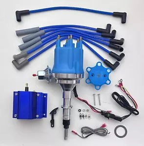 DISTRIBUIDOR HEI JEEP INLINE 6 232 258 TAPA PEQUEÑA + BOBINA AZUL 50k + cables EE. UU. - Imagen 1 de 17