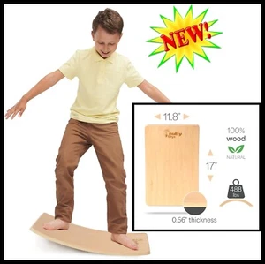 100% Natural Wood Wobble Board Kids Adults Balance Mini Montessori Toy Exercise - Picture 1 of 7