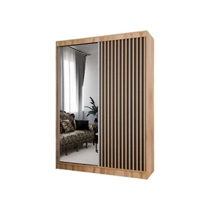 Kleiderschrank Lili mit Lamellen 150 cm inklusive 2 Schiebetüren Spiegel - Bild 1 von 77