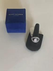 KURT GEIGER LONDON CRYSTAL & CZ EVIL EYE COCKTAIL RING IN RHODIUM/PINK SIZE 7 - Picture 1 of 10
