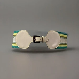 Women’s Missoni Belt Size Medium/Green/White And Silver Buckle - Picture 1 of 2