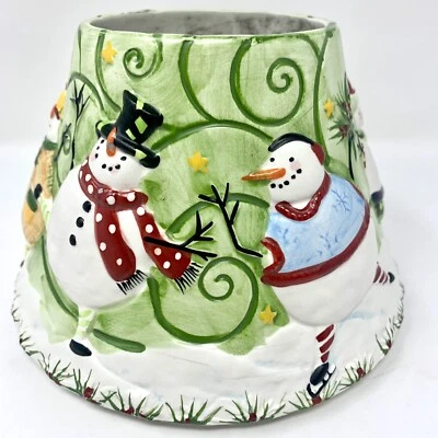 Yankee Candle Jar Topper Shade Snowman Christmas Green - Image 1 of 4