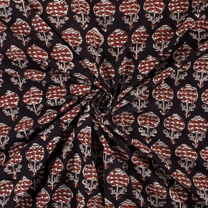 By The Yard Dabu Block Print Floral Fabric Indian Handmade Cotton Mud Clothing - Picture 1 of 5