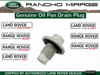 Land Rover LR3 LR4 Range Rover Sport Oil Pan Sump Drain Plug GENUINE LR073675 - Image 1 of 2