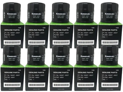 Pacote com 10 filtros de óleo fabricante de equipamento original Kawasaki 16097-0007 substitui (16097-0003) - Imagem 1 de 4