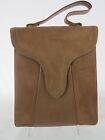 Vintage Brown Suede Leather Baguette Handbag Magnetic Closure