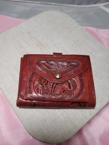 Arve Hand Tooled Wallet Embossed Leather Western Womens Mexico Vintage - Picture 1 of 10