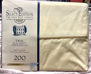 NEW VTG Twin Flat Sheet Yellow Cotton/Polyester Select Edition 200 Thread Count - Picture 1 of 2