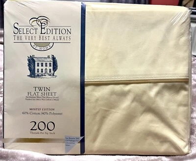 NEW VTG Twin Flat Sheet Yellow Cotton/Polyester Select Edition 200 Thread Count - Image 1 of 2