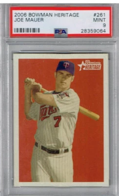 2006 Bowman Heritage Joe Mauer PSA 9 - Image 1 of 2