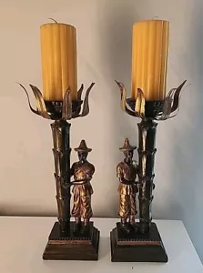 Vintage Decorative Candle Holder Man Holding Palm Tree With Candles - Picture 1 of 24
