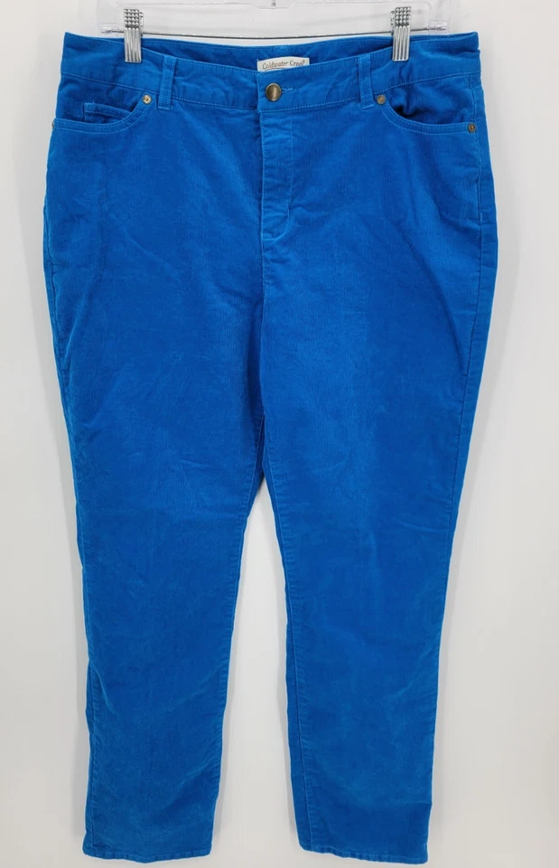 Pantalones Coldwater Creek para mujer 12 azules pana pierna recta cinco bolsillos elásticos Foto 1 de 4