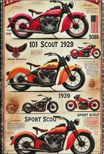 Scout Indian 1929 101 Classic Motorcycle Metal Plaque 20 x 30 cms Free UK P/P - Picture 1 of 6