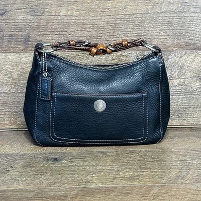 Bolso de Hombro Coach 8E99 Chelsea Cuero Guijarro Negro Marrón Correa Forro Rosa De Colección Foto 1 de 4