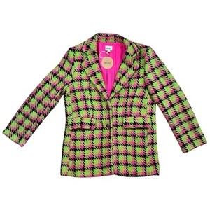 Bibi Jacke Vintage Style Hahnentritt Print Lindgrün Rosa Damen Medium NEU - Bild 1 von 14