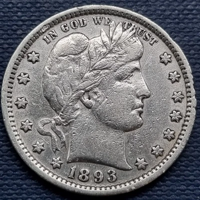 1893 Barber Quarter 25c Higher Grade XF - AU #93653 - Image 1 of 2