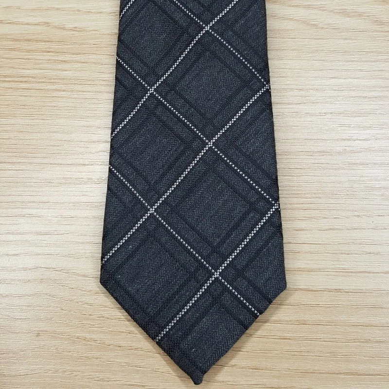 Alfani Men's Slim Plaid Neck Tie Gray Charcoal Size One