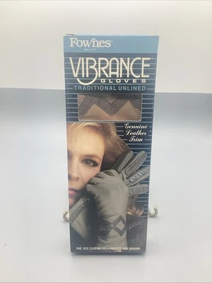 Guantes Vibrance Fownes Vintage Años 80 Borde de Cuero Estilo Taupe 1581 Talla Única Nuevos con Etiquetas Foto 1 de 4