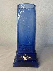 Las Vegas LUXOR Casino Hotel Cobalt Blue Egyptian Obelisk Glass Vase 9" Souvenir - Picture 1 of 6