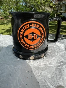 2002 Harley Davidson Ceramic Coffee Mug H-D Shield Diamond Stud Large * Free S/H - Picture 1 of 5