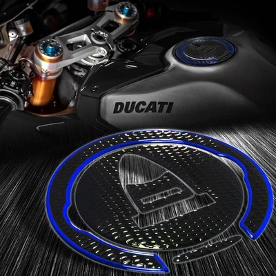 Cubierta protectora de tapa de combustible para tanque de gasolina Panigale 1299/R/S 959/899/Monster cromo azul Foto 1 de 4