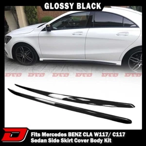 14-19 Fits Mercedes BENZ CLA W117 C117 4D Side Skirt Cover Body Kit Color Black - Picture 1 of 5