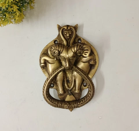Elephant Engraved Goat Face Knocker Brass Baphomet Design Door Bell Decor AJ035 Cover