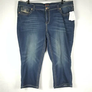 New Seven7 Sz 24 Luxe Denim Jeans Women $69 Crop Stretch Med Wash Stitched - Bild 1 von 9