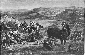 EXIL d'OVIDE chez les SCYTHES - Gravure du 19eme sous serpente (de DELACROIX) - Picture 1 of 2