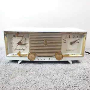 Zenith Tube Radio Clock The Deluxe Model B516W MCM White Vintage Working - Picture 1 of 18
