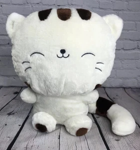Kawaii Anime Cat Plush Japanese Sitting Kitty Soft 20” Vintage White & Brown - Bild 1 von 10