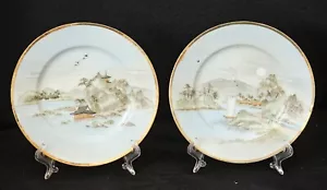 A Pair of Antique Japanese Hand Painted Porcelain Plates  - Picture 1 of 9