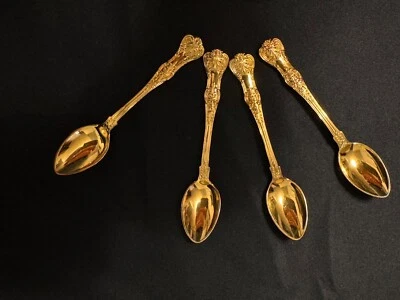 Cuatro (4) cucharas Demitasse enchapadas en oro de plata de ley de Tiffany & Company Foto 1 de 4