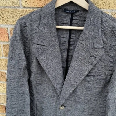 RARO Abrigo Giorgio Armani Etiqueta Negra Borgo 21 Spandex Rayas Talla 56 XL Gris Foto 1 de 4