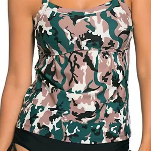 JaBonCo Womens Tankini 2 Piece Swim Bathing Suit L LG Top Bottom Camo Camouflage - Picture 1 of 6