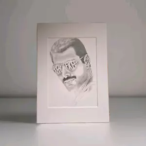 Break Free Freddie Mercury Portrait by Blink Friction A3 Mounted Pencil Artwork - Picture 1 of 8