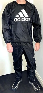 ADIDAS SILKY SHINY NYLON SAUNA SUIT PANTS TOP TRACKIES JACKET - BOXING FITNESS