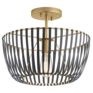 Kichler Ayn 1-Light 14.325-in Gold and Grey Incandescent Semi-flush Mount Light - Picture 1 of 9