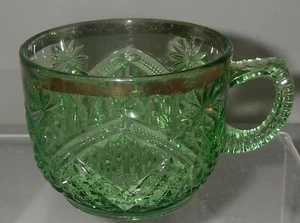 EAPG McKee & Brothers Glas LONE STAR grün/gold Punschbecher AKA Squat Pineapple - Bild 1 von 6