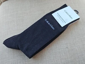 Calvin Klein men Socks FINE EGYPTIAN Cotton Crew Socks Black 2 Pairs Socks NWT - Picture 1 of 9