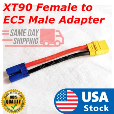 XT90 Female to EC5 Male Plug Conversion Adapter LiPo Battery 10AWG - Image 1 of 4