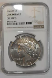 1926-D Peace Silver Dollar, NGC UNC Details, Cleaned - Picture 1 of 4